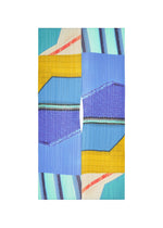 A product shot of the PLEATS PLEASE ISSEY MIYAKE CITY COLLAGE MADAME T accessories in blue x yellow (07).