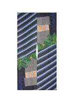 A product shot of the PLEATS PLEASE ISSEY MIYAKE CITY COLLAGE MADAME T accessories in grey x navy (09).