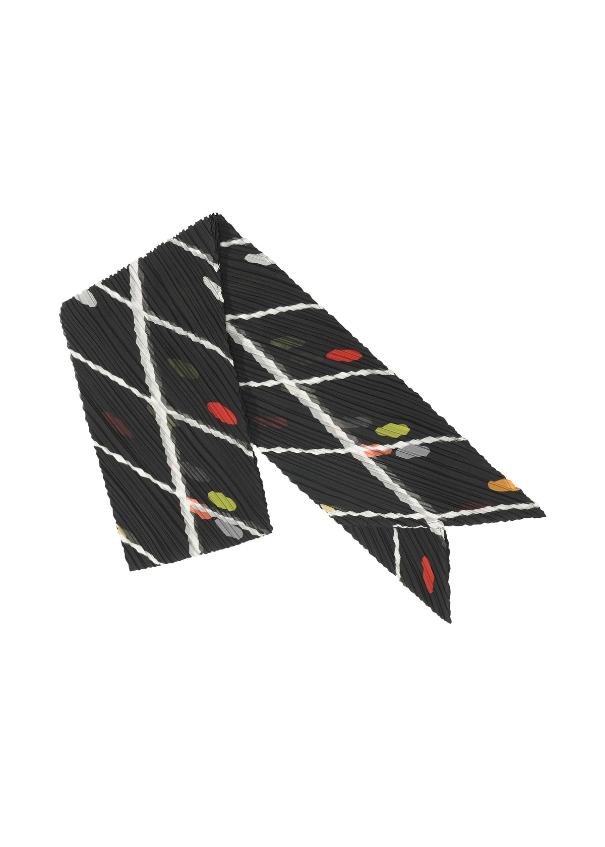 A product shot of the PLEATS PLEASE ISSEY MIYAKE CROSSING DOTS SCARF stole in black (15).