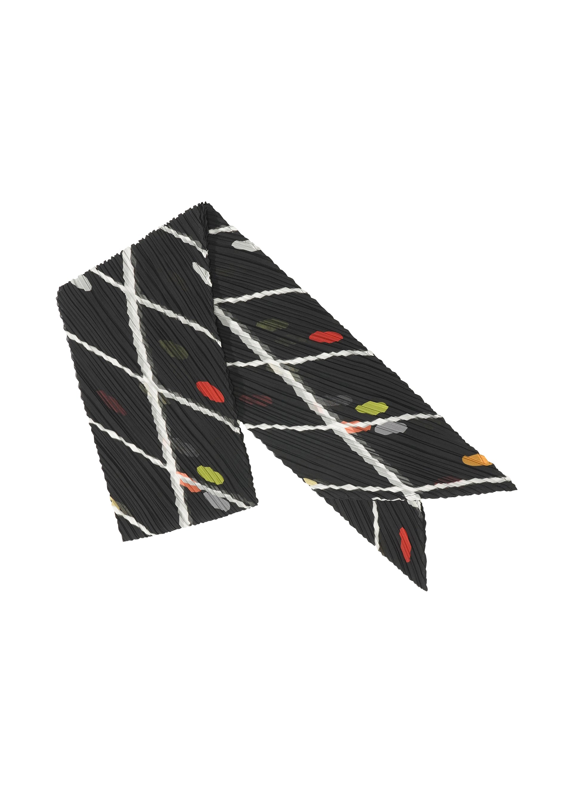 A product shot of the PLEATS PLEASE ISSEY MIYAKE CROSSING DOTS SCARF stole in black (15).