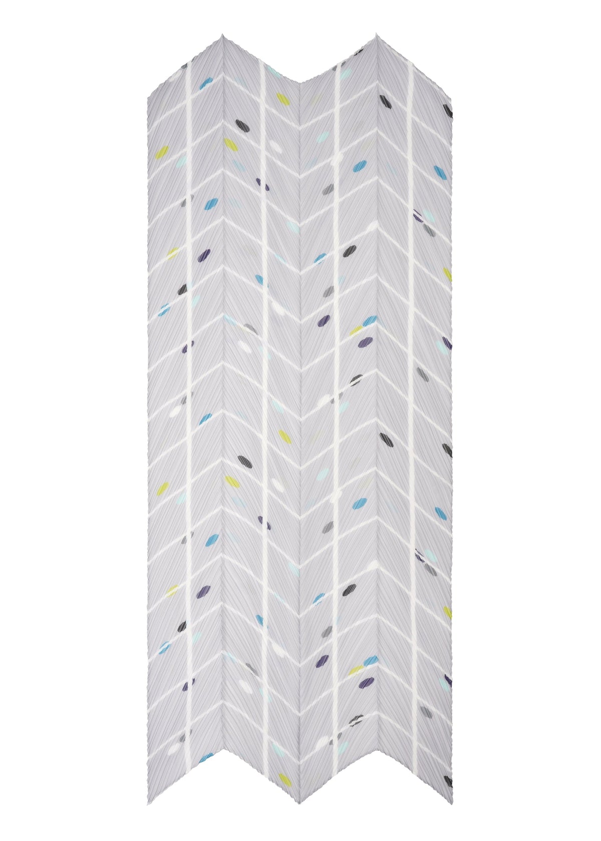 A detail shot of the PLEATS PLEASE ISSEY MIYAKE CROSSING DOTS SCARF stole.