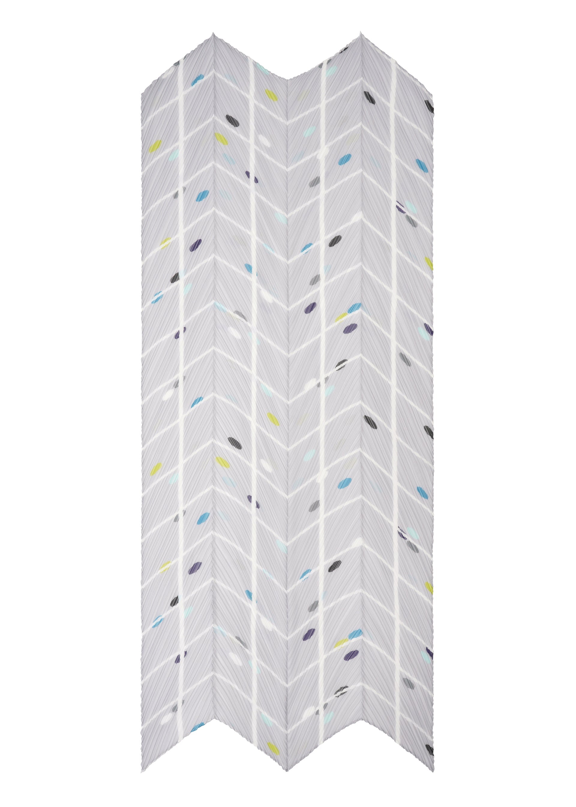 A detail shot of the PLEATS PLEASE ISSEY MIYAKE CROSSING DOTS SCARF stole.