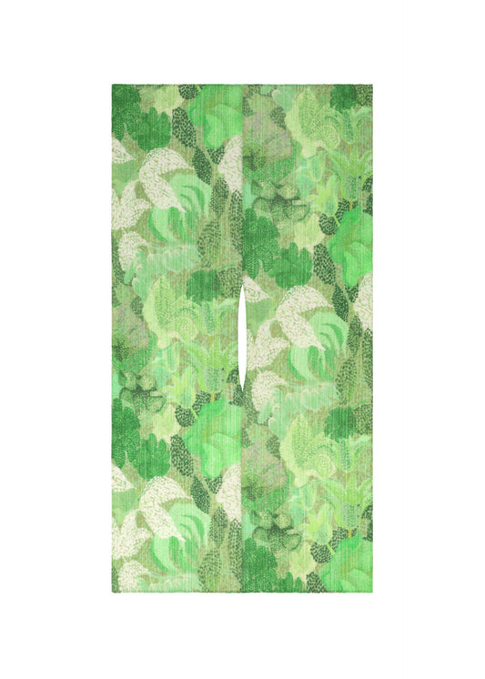 A product shot of the PLEATS PLEASE ISSEY MIYAKE FOGGY FOREST MADAME T stole in grass green (63).