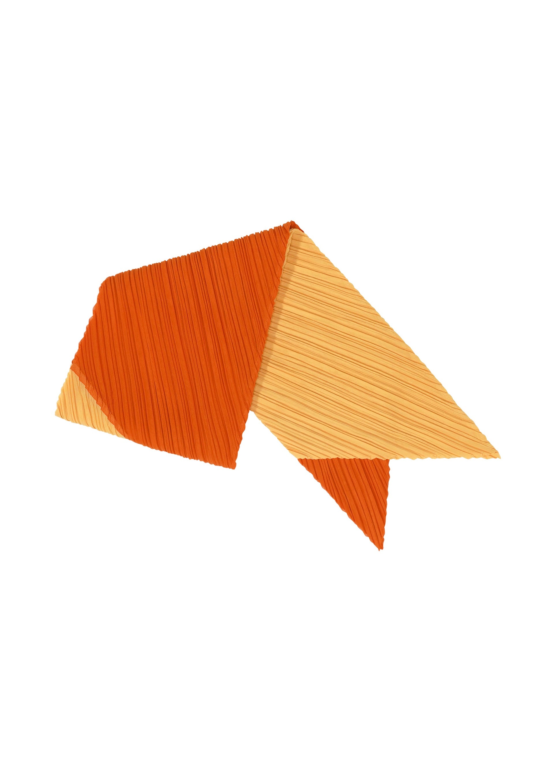 A product shot of the PLEATS PLEASE ISSEY MIYAKE O SCARF APRIL stole in orange x yellow (05).