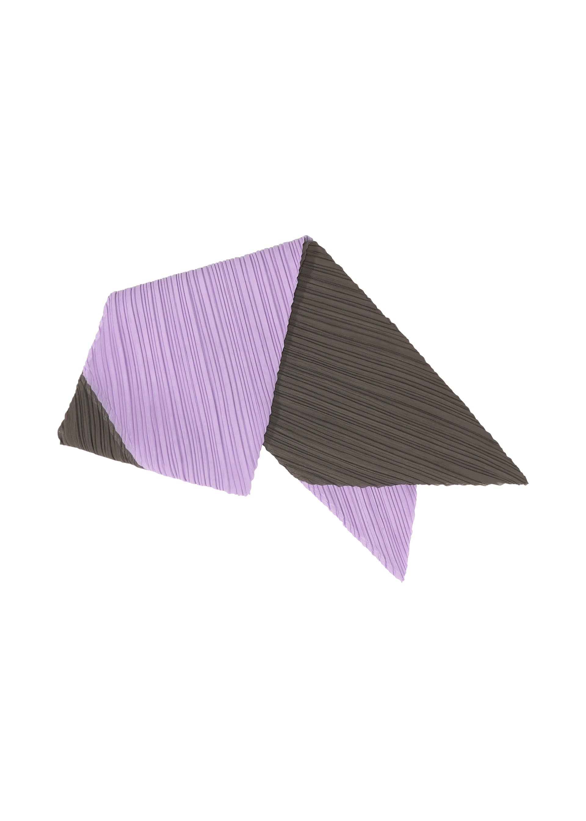 A product shot of the PLEATS PLEASE ISSEY MIYAKE O SCARF APRIL stole in purple x charcoal (06).