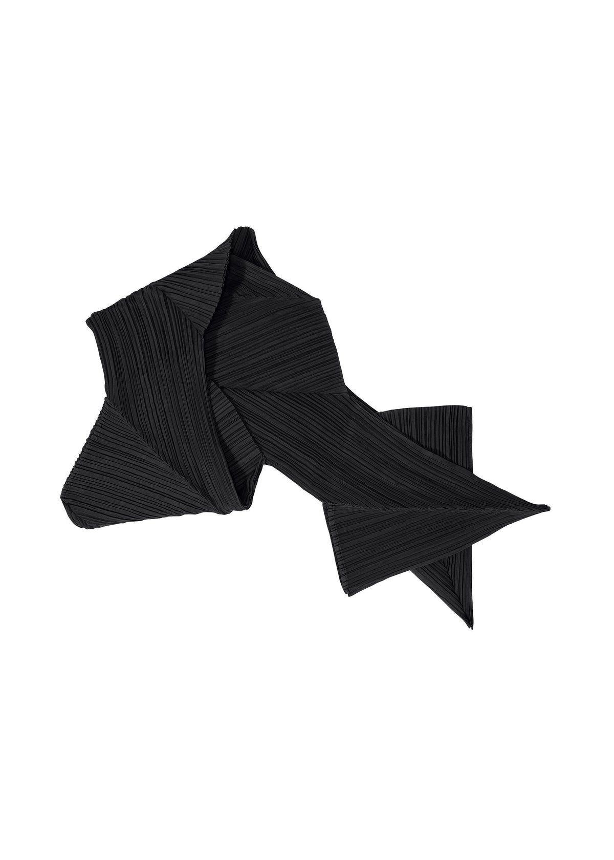 A product shot of the PLEATS PLEASE ISSEY MIYAKE ZIGZAG SCARF stole in black (15).
