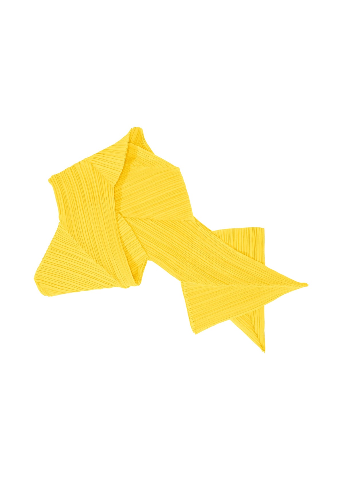 A product shot of the PLEATS PLEASE ISSEY MIYAKE ZIGZAG SCARF stole in yellow (52).