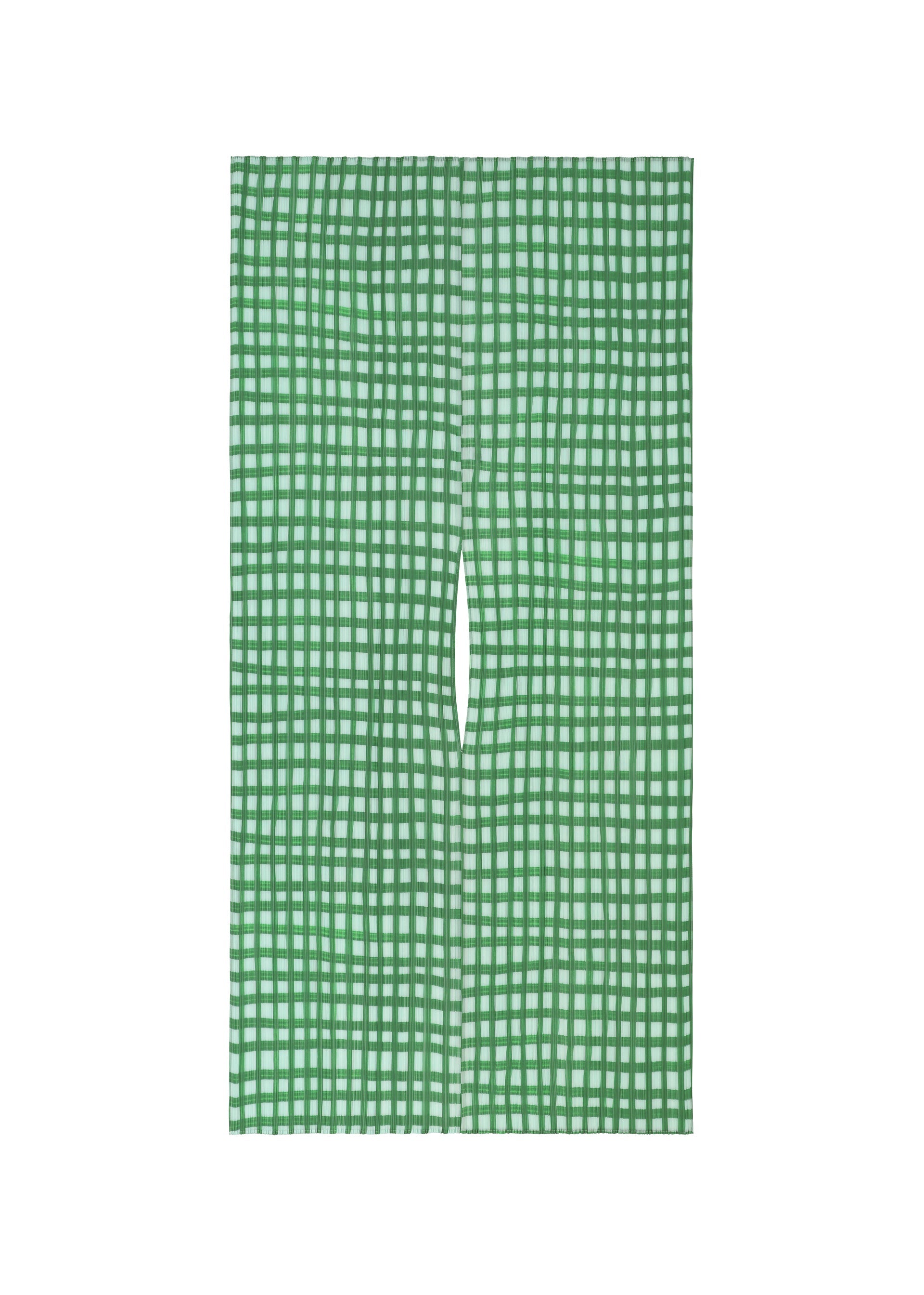 A product shot of the PLEATS PLEASE ISSEY MIYAKE BASKET MADAME-T stole in green.