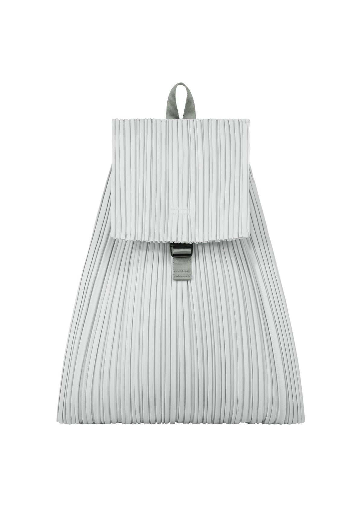A product shot of the PLEATS PLEASE ISSEY MIYAKE PLEATS KNAPSACK bag in cool grey (11).