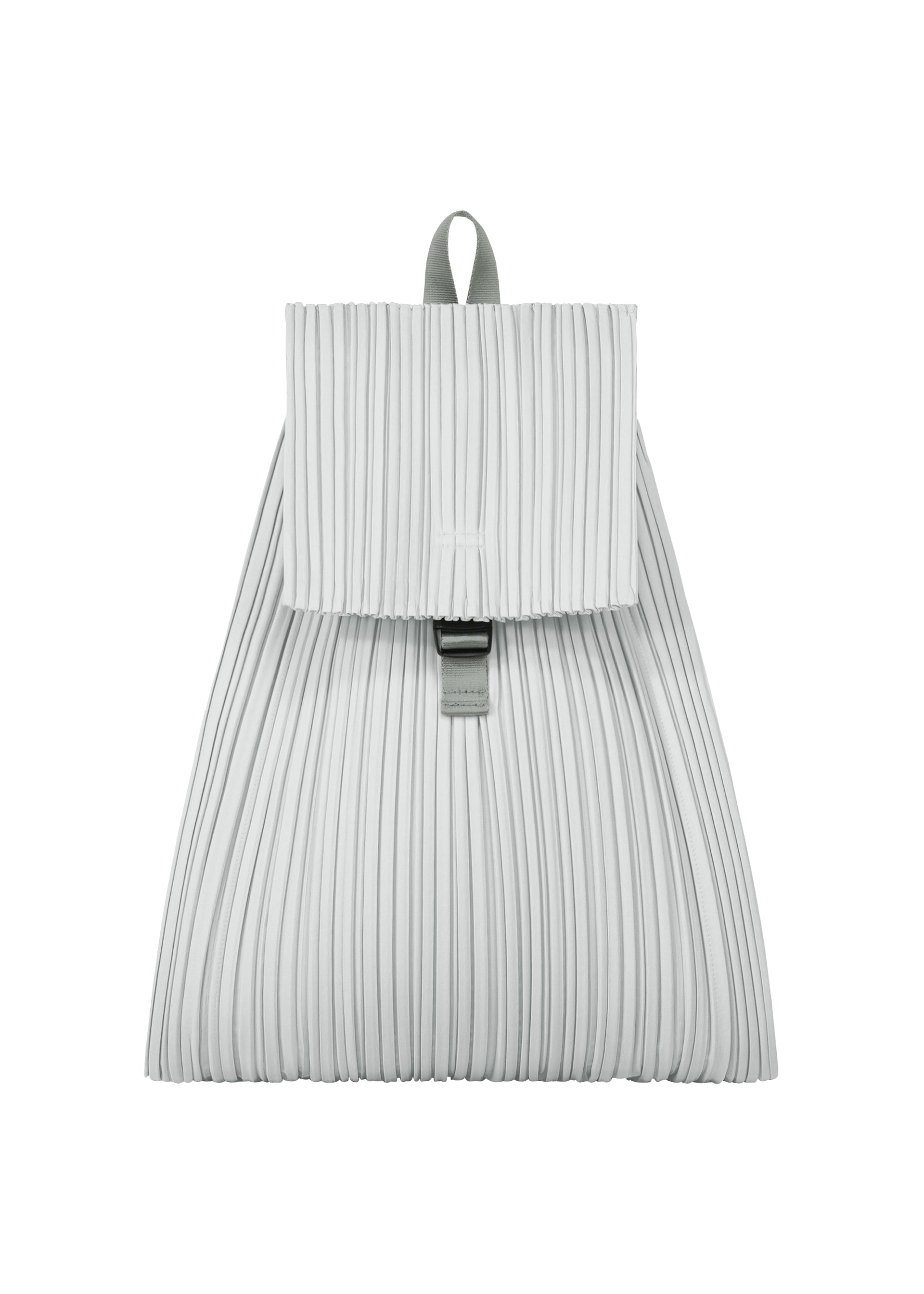 A product shot of the PLEATS PLEASE ISSEY MIYAKE PLEATS KNAPSACK bag in cool grey (11).