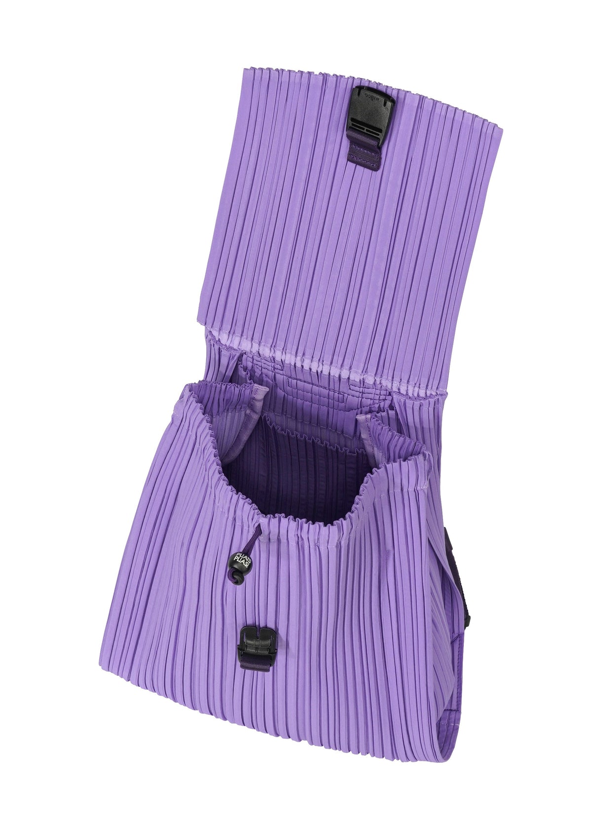 A detail shot of the PLEATS PLEASE ISSEY MIYAKE PLEATS KNAPSACK bag.