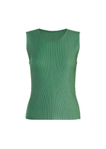 A product shot of the PLEATS PLEASE ISSEY MIYAKE MIST AUGUST top in grayish green.