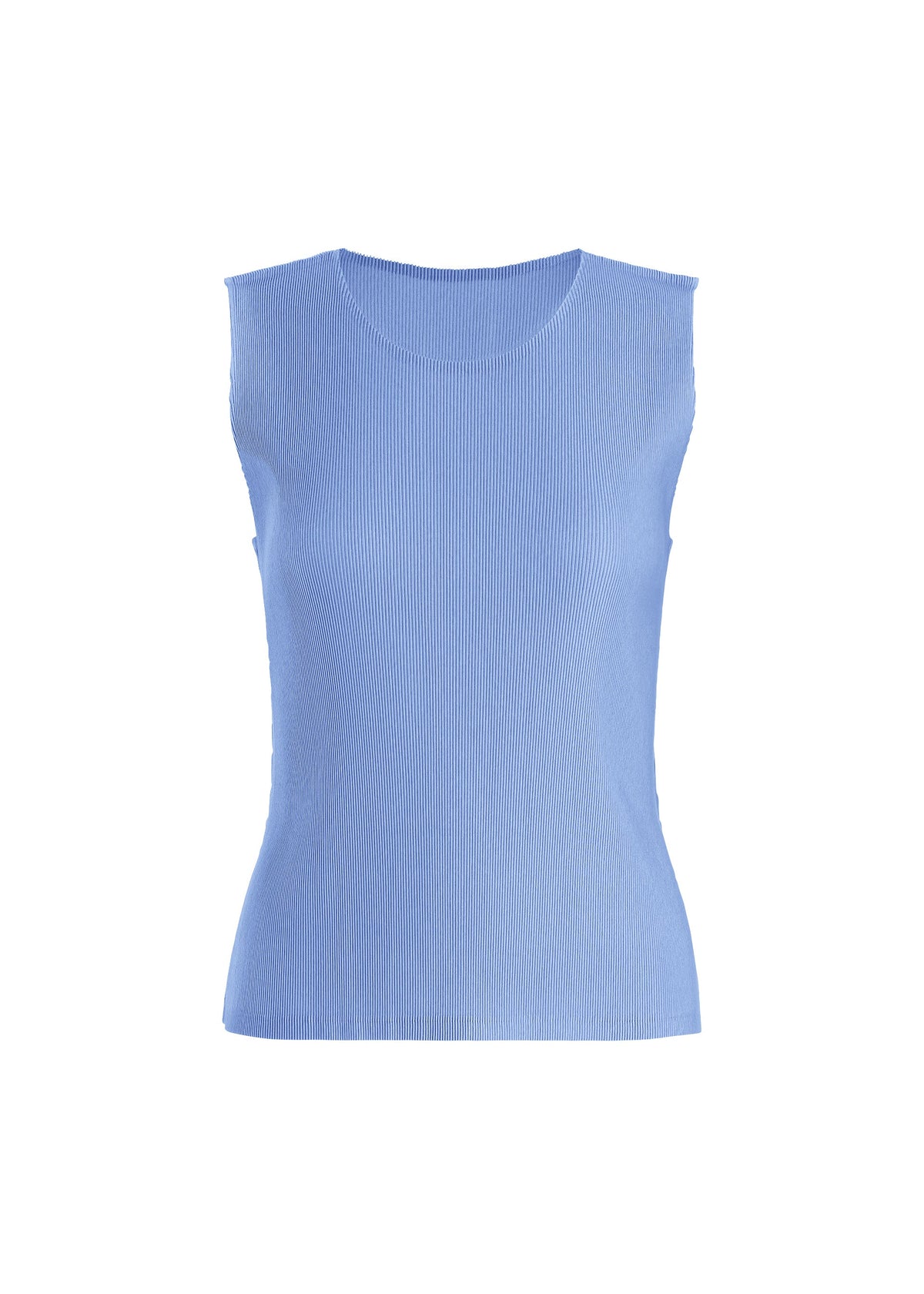 A product shot of the PLEATS PLEASE ISSEY MIYAKE MIST AUGUST top in light blue.