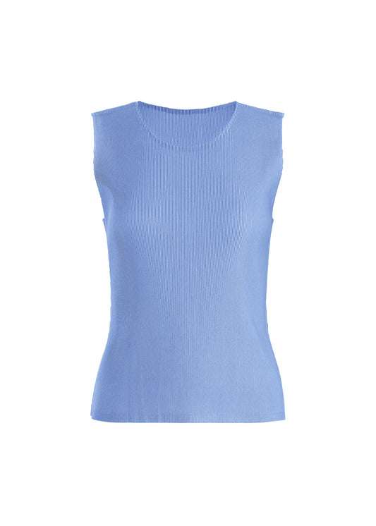 A product shot of the PLEATS PLEASE ISSEY MIYAKE MIST AUGUST top in light blue.