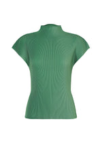 A product shot of the PLEATS PLEASE ISSEY MIYAKE MIST AUGUST top in grayish green.