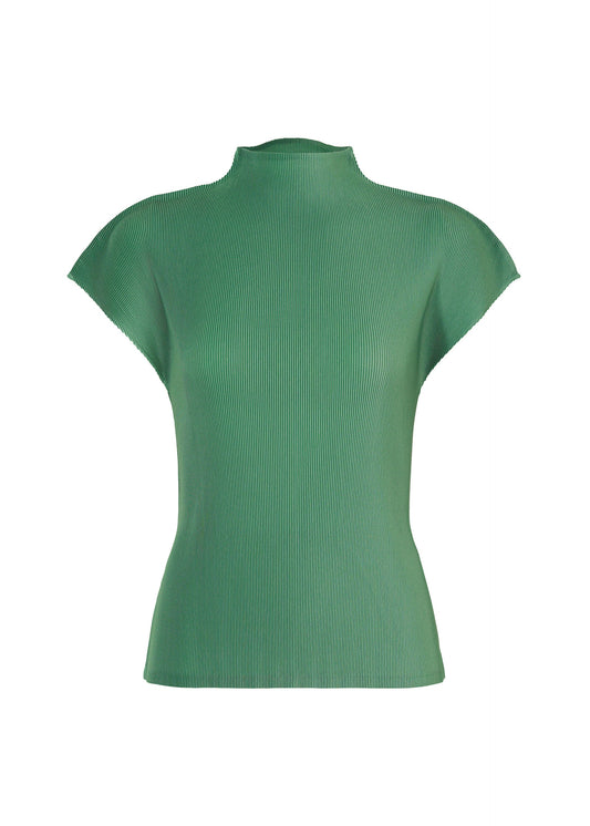 A product shot of the PLEATS PLEASE ISSEY MIYAKE MIST AUGUST top in grayish green.