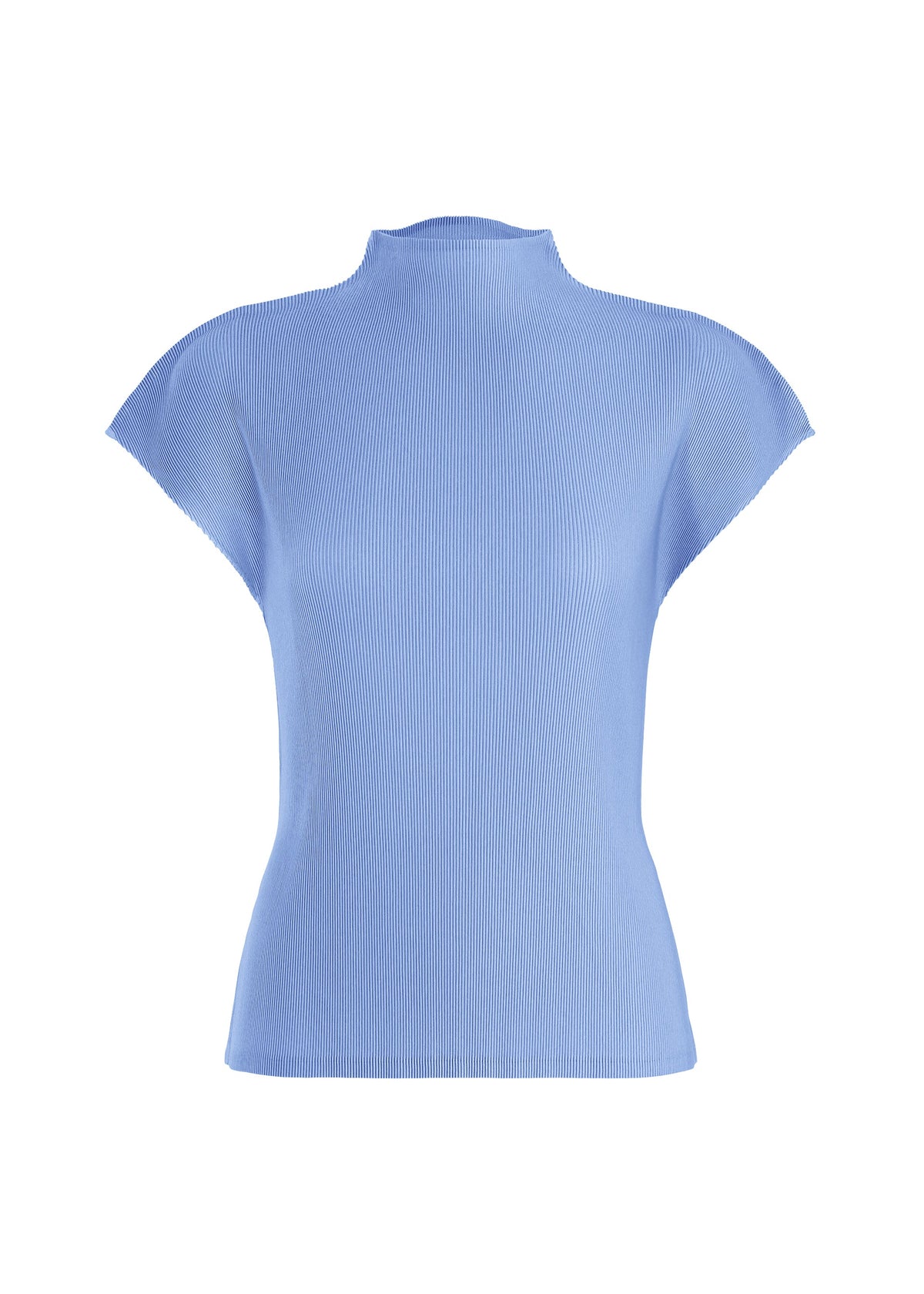 A product shot of the PLEATS PLEASE ISSEY MIYAKE MIST AUGUST top in light blue.