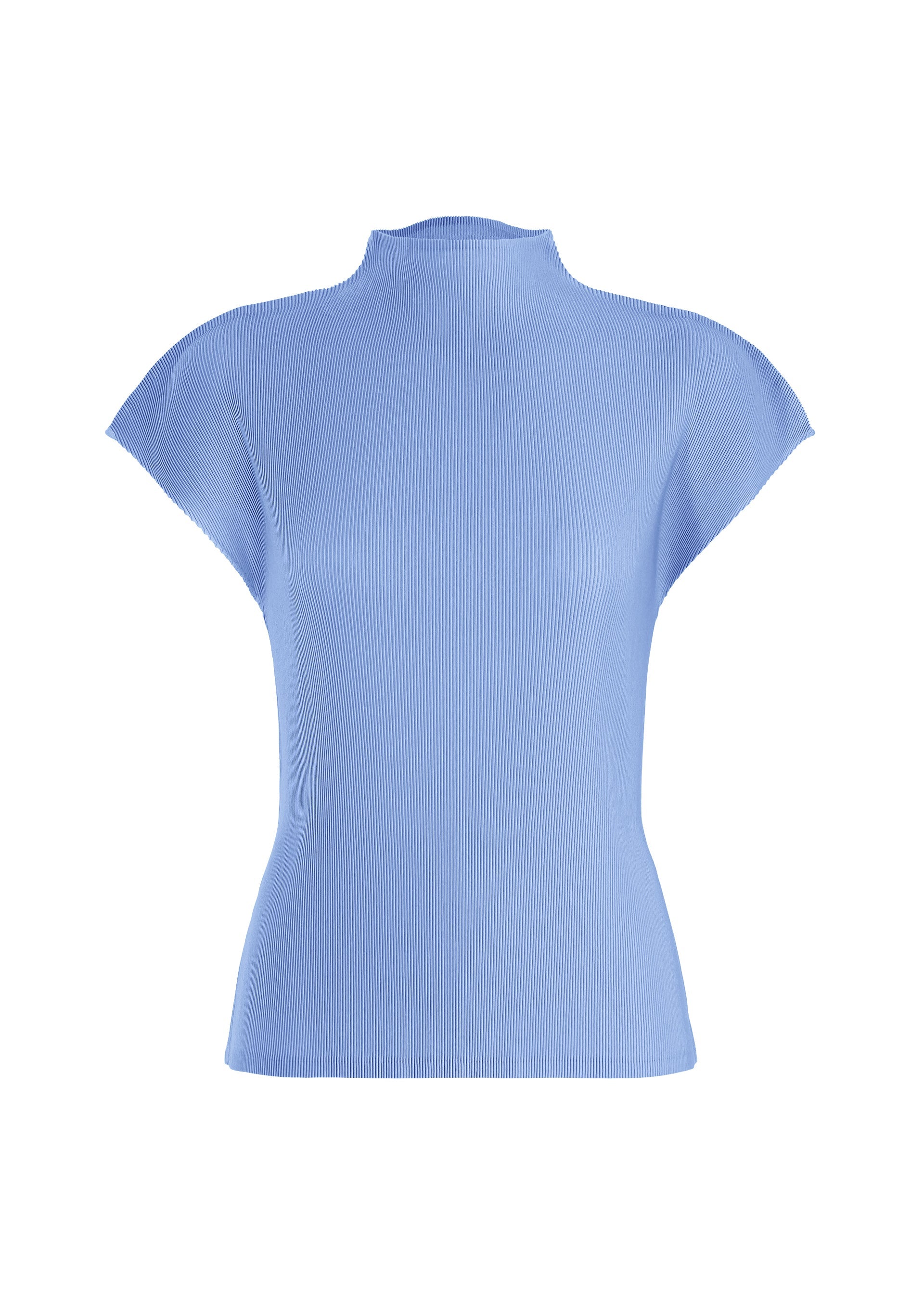 A product shot of the PLEATS PLEASE ISSEY MIYAKE MIST AUGUST top in light blue.
