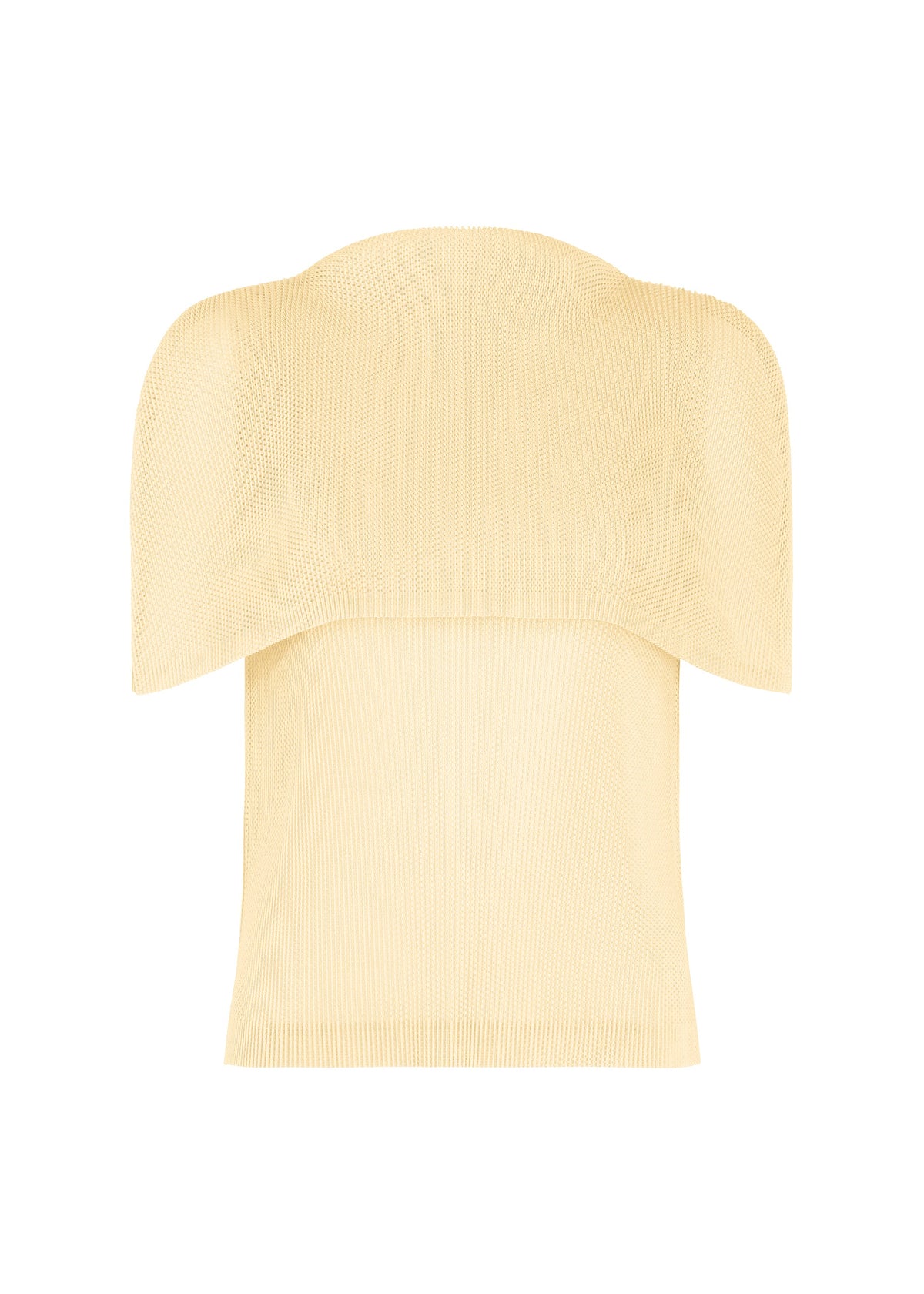 A product shot of the PLEATS PLEASE ISSEY MIYAKE TATAMI AUGUST top in off white.
