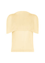 A product shot of the PLEATS PLEASE ISSEY MIYAKE TATAMI AUGUST top in off white.