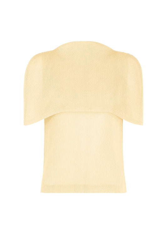 A product shot of the PLEATS PLEASE ISSEY MIYAKE TATAMI AUGUST top in off white.