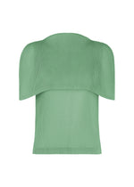 A product shot of the PLEATS PLEASE ISSEY MIYAKE TATAMI AUGUST top in grayish green.