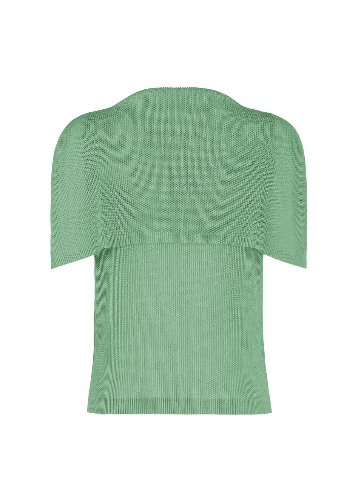 A detail shot of the PLEATS PLEASE ISSEY MIYAKE TATAMI AUGUST top.