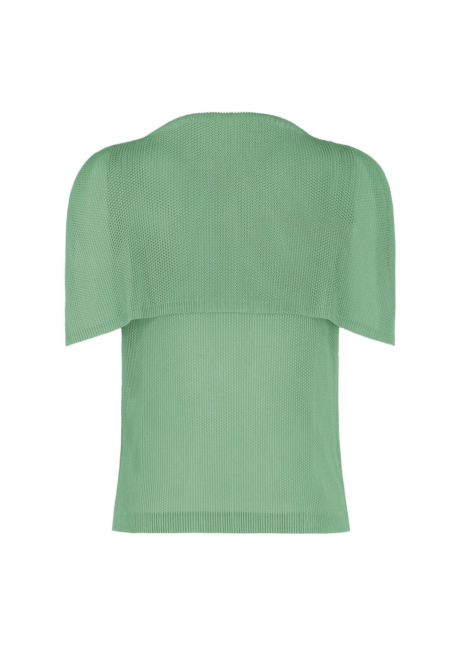 A detail shot of the PLEATS PLEASE ISSEY MIYAKE TATAMI AUGUST top.