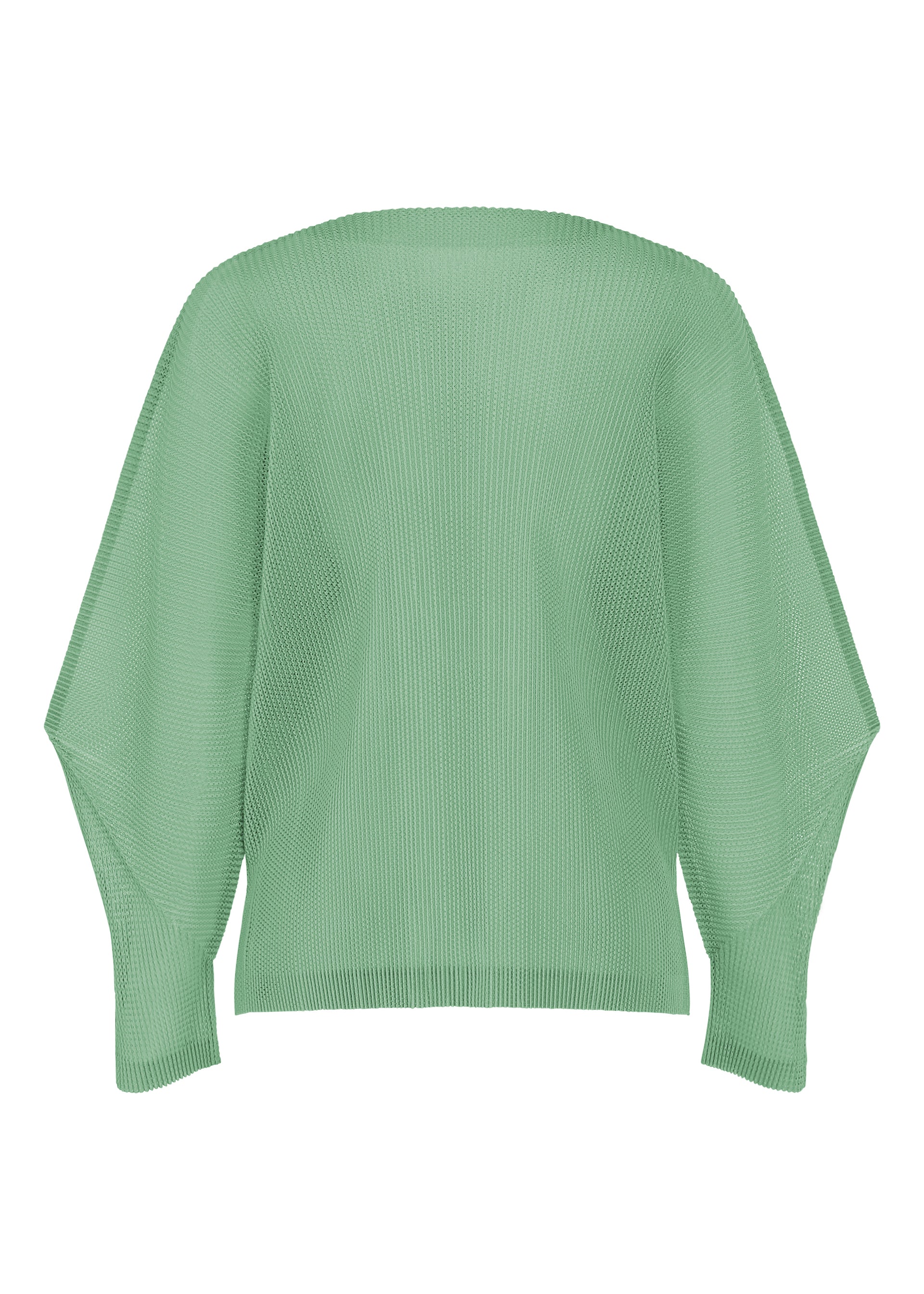 A detail shot of the PLEATS PLEASE ISSEY MIYAKE TATAMI AUGUST cardigan.