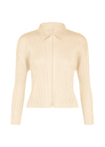 A product shot of the PLEATS PLEASE ISSEY MIYAKE MONTHLY COLORS : AUGUST jacket in off white.