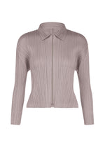 A product shot of the PLEATS PLEASE ISSEY MIYAKE MONTHLY COLORS : AUGUST jacket in grayish purple.