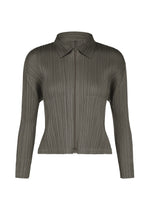 A product shot of the PLEATS PLEASE ISSEY MIYAKE MONTHLY COLORS : AUGUST jacket in charcoal.