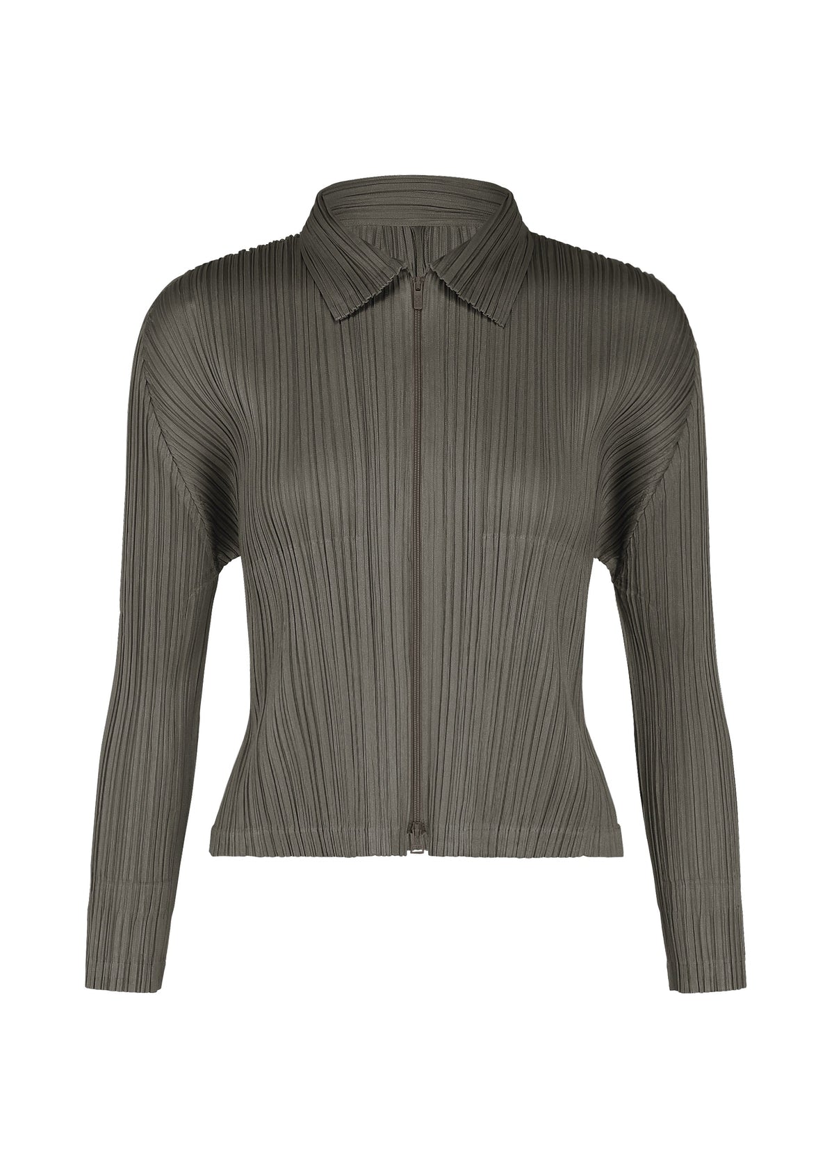 A product shot of the PLEATS PLEASE ISSEY MIYAKE MONTHLY COLORS : AUGUST jacket in charcoal.