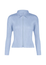 A product shot of the PLEATS PLEASE ISSEY MIYAKE MONTHLY COLORS : AUGUST jacket in light blue.