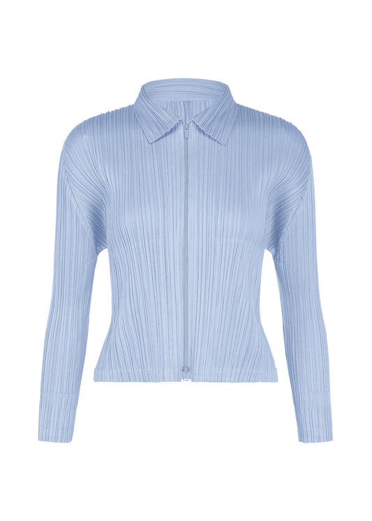 A product shot of the PLEATS PLEASE ISSEY MIYAKE MONTHLY COLORS : AUGUST jacket in light blue.