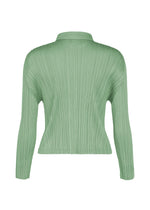A detail shot of the PLEATS PLEASE ISSEY MIYAKE MONTHLY COLORS : AUGUST jacket.