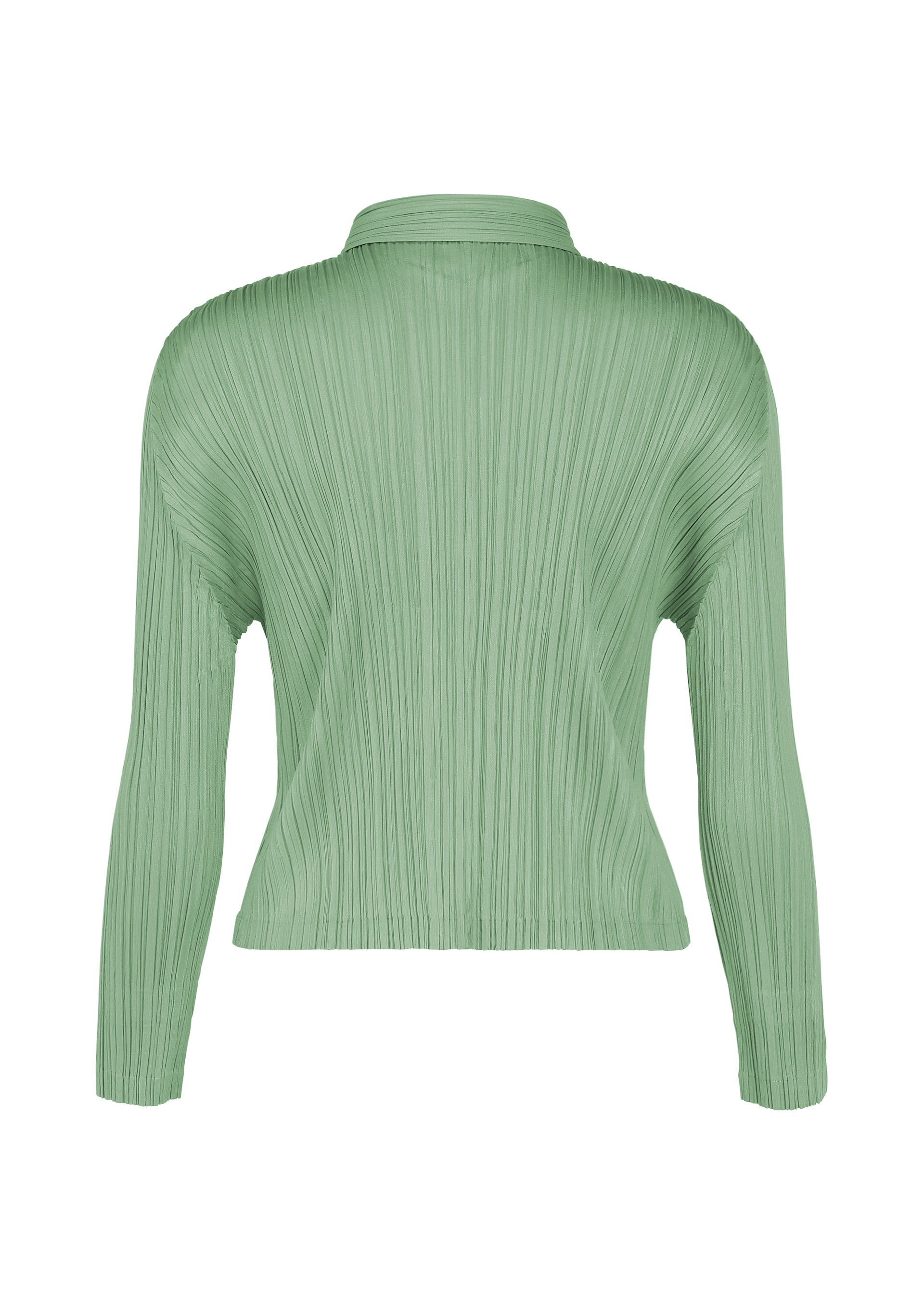 A detail shot of the PLEATS PLEASE ISSEY MIYAKE MONTHLY COLORS : AUGUST jacket.