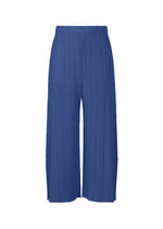 A product shot of the PLEATS PLEASE ISSEY MIYAKE MONTHLY COLORS : JULY trousers in blue.