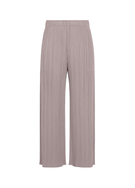 A product shot of the PLEATS PLEASE ISSEY MIYAKE MONTHLY COLORS : AUGUST trousers in grayish purple.