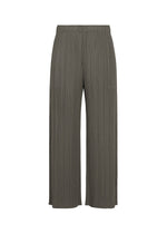 A product shot of the PLEATS PLEASE ISSEY MIYAKE MONTHLY COLORS : AUGUST trousers in charcoal.