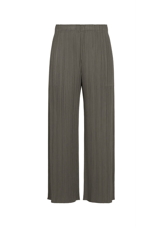 A product shot of the PLEATS PLEASE ISSEY MIYAKE MONTHLY COLORS : AUGUST trousers in charcoal.