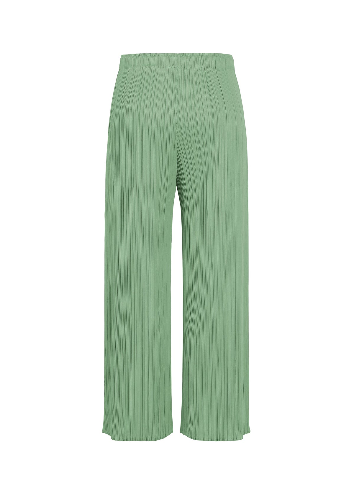 A detail shot of the PLEATS PLEASE ISSEY MIYAKE MONTHLY COLORS : AUGUST trousers.