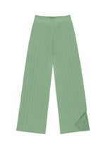 A detail shot of the PLEATS PLEASE ISSEY MIYAKE MONTHLY COLORS : AUGUST trousers.