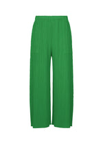 A product shot of the PLEATS PLEASE ISSEY MIYAKE MONTHLY COLORS : OCTOBER trousers in green.