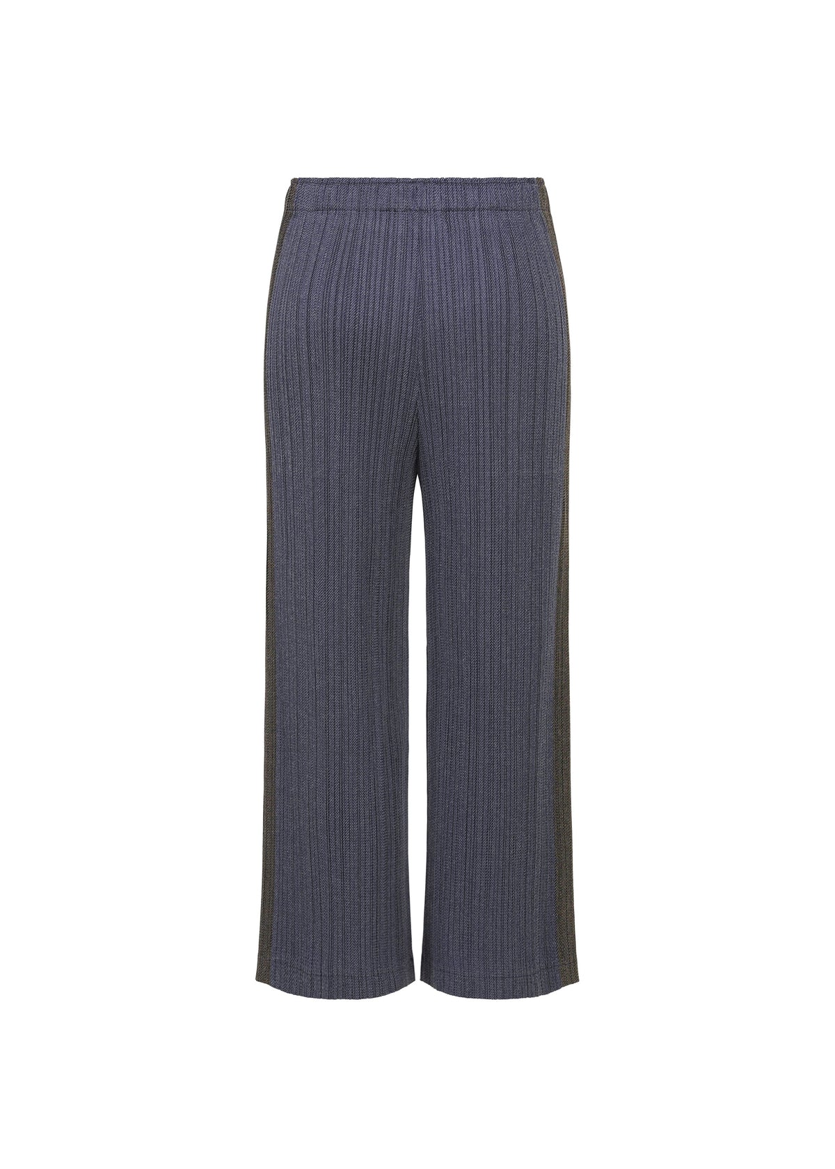 A detail shot of the PLEATS PLEASE ISSEY MIYAKE COTTON DENIM trousers.