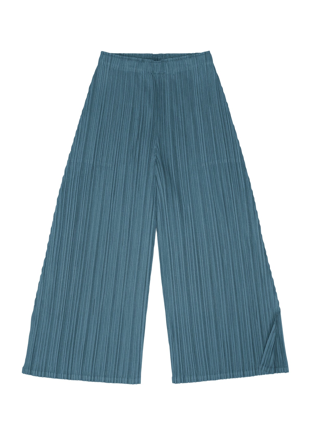 A detail shot of the PLEATS PLEASE ISSEY MIYAKE MELLOW PLEATS trousers.