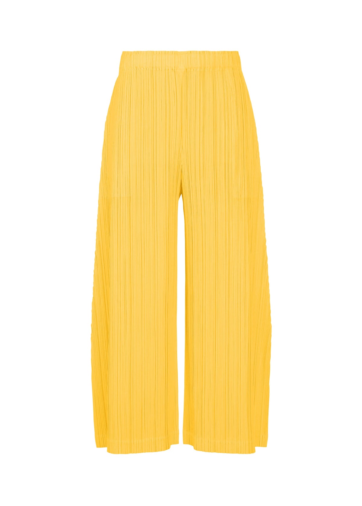 A product shot of the PLEATS PLEASE ISSEY MIYAKE THICKER BOTTOMS 1 trousers in yellow.