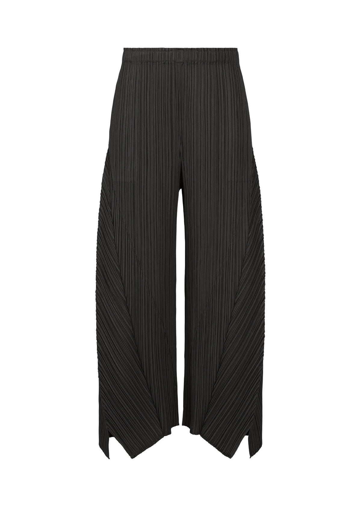 A product shot of the PLEATS PLEASE ISSEY MIYAKE FOLD trousers in black.