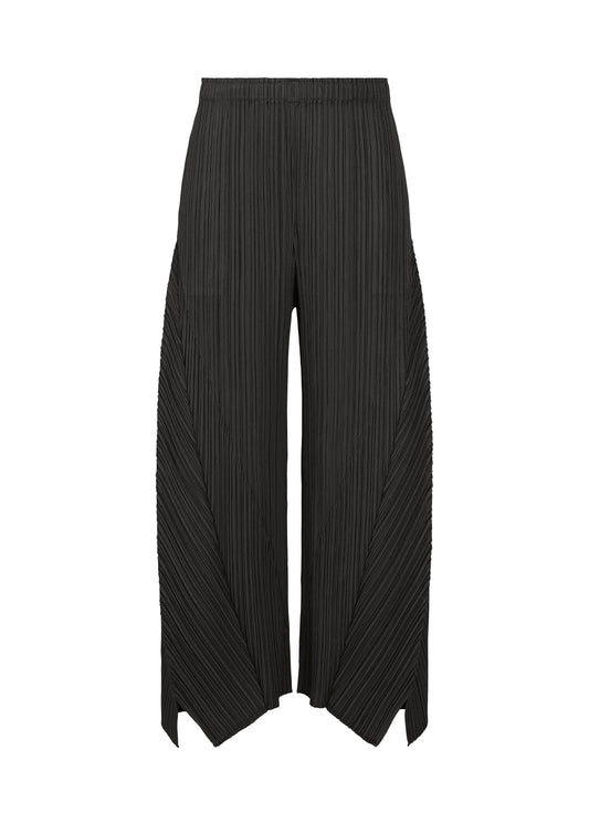 A product shot of the PLEATS PLEASE ISSEY MIYAKE FOLD trousers in black.