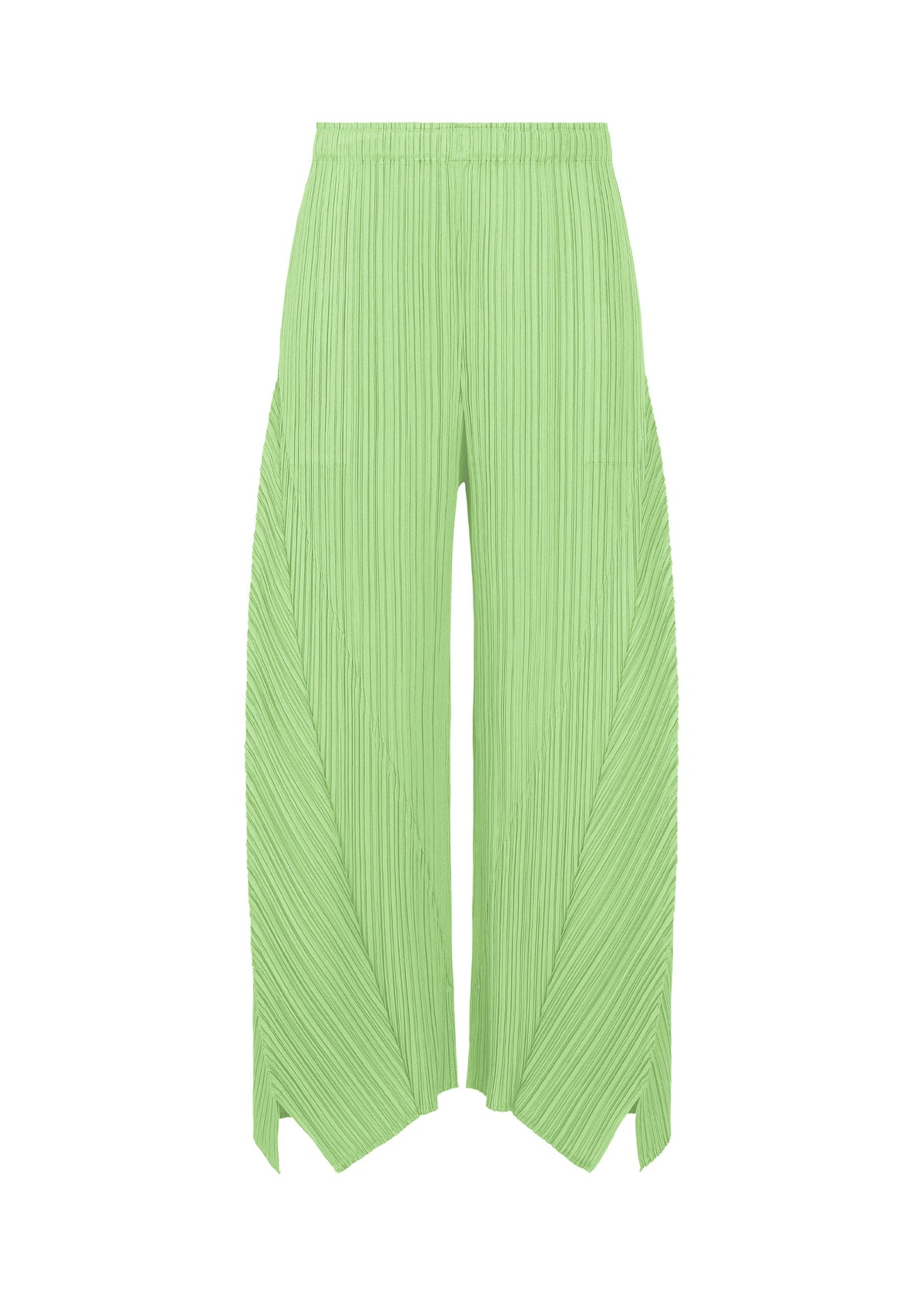 A product shot of the PLEATS PLEASE ISSEY MIYAKE FOLD trousers in mint green.